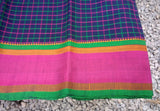 Blue/Pink Checks Kanchi Cotton Saree-Saree-House of Taamara-House of Taamara