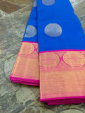 Blue/Pink Kanjeevaram Silk Saree-Silk Saree-House of Taamara-House of Taamara