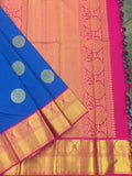 Blue/Pink Kanjeevaram Silk Saree-Silk Saree-House of Taamara-House of Taamara