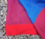 Blue/Red Linen Saree-Saree-House of Taamara-House of Taamara