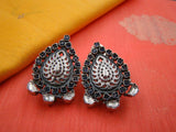 Blue/White Stone Silver Earrings-Earrings-House of Taamara-House of Taamara