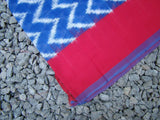 Blue/White/Red Ikat Cotton Saree-Saree-House of Taamara-House of Taamara