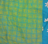 Blue/White/Yellow Printed Habutai Silk Saree-Silk Saree-House of Taamara-House of Taamara