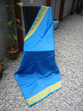 Blue/Yellow Linen Saree-Saree-House of Taamara-House of Taamara