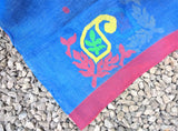 Blue/Yellow/Red Linen Saree-Saree-House of Taamara-House of Taamara