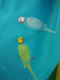 Blue/Yellow/White Printed Habutai Silk Saree-Silk Saree-House of Taamara-House of Taamara