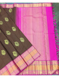 Brown/Pink Kanjeevaram Silk Saree-Silk Saree-House of Taamara-House of Taamara