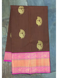 Brown/Pink Kanjeevaram Silk Saree-Silk Saree-House of Taamara-House of Taamara