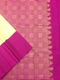 Cream/Pink/Blue Kanjeevaram Silk Saree-Silk Saree-House of Taamara-House of Taamara