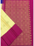 Cream/Pink/Blue Kanjeevaram Silk Saree-Silk Saree-House of Taamara-House of Taamara