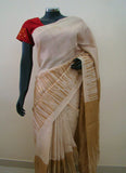 Dark Beige Printed Tussar Silk Saree-Silk Saree-House of Taamara-House of Taamara