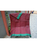 Dark Brown/Green Kanchi Cotton Saree-Saree-House of Taamara-House of Taamara