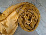 Dark Mustard Chanderi Silk Cotton Applique Work Saree-Silk Cotton Saree-House of Taamara-House of Taamara