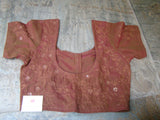 Double Shade Brown Cotton Blouse Size-38-Blouse-House of Taamara-House of Taamara