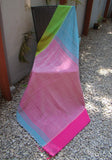 Double Shade/Pink/Green Khadi Cotton Saree-Saree-House of Taamara-House of Taamara