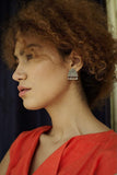 Embossed Peacock Festive Silver Earrings-Earrings-House of Taamara-House of Taamara