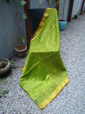 Green Chanderi Silk Cotton Applique Work Saree-Silk Cotton Saree-House of Taamara-House of Taamara
