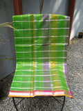 Green Checks Mangalgiri Silk Cotton Saree-Saree-House of Taamara-House of Taamara