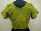 Green Cotton Blouse Size-42-Blouse-House of Taamara-House of Taamara