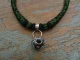 Green/Black Thread Neckpiece with Silver Pendant-Silver Neckpiece-House of Taamara-House of Taamara