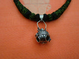 Green/Black Thread Neckpiece with Silver Pendant-Silver Neckpiece-House of Taamara-House of Taamara