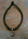 Green/Black Thread Neckpiece with Silver Pendant-Silver Neckpiece-House of Taamara-House of Taamara