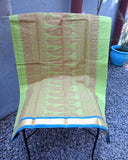 Green/Blue Checks Kanchi Cotton Saree-Saree-House of Taamara-House of Taamara