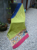 Green/Blue/Pink Kalamkari Cotton Saree-Saree-House of Taamara-House of Taamara