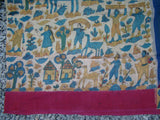 Green/Blue/Pink Kalamkari Cotton Saree-Saree-House of Taamara-House of Taamara