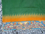 Green/Mustard Kalamkari Cotton Saree-Saree-House of Taamara-House of Taamara