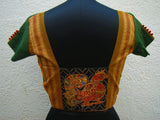 Green/Mustard/Black Cotton Blouse Size-40-Blouse-House of Taamara-House of Taamara