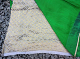Green/Off White Moonga Tussar Silk Saree-Silk Saree-House of Taamara-House of Taamara