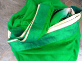 Green/Off White Moonga Tussar Silk Saree-Silk Saree-House of Taamara-House of Taamara