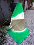 Green/Off White Moonga Tussar Silk Saree-Silk Saree-House of Taamara-House of Taamara