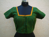 Green/Orange/Black Cotton Blouse Size-38-Blouse-House of Taamara-House of Taamara