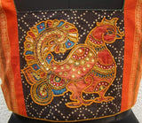 Green/Orange/Black Cotton Blouse Size-42-Blouse-House of Taamara-House of Taamara