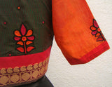 Green/Orange/Red Cotton Blouse Size-38-Blouse-House of Taamara-House of Taamara