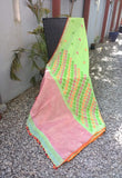 Green/Pink Linen Saree-Saree-House of Taamara-House of Taamara