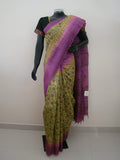 Green/Purple Printed Tussar Silk Saree-Silk Saree-House of Taamara-House of Taamara