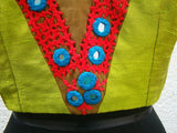 Green/Red Raw Silk Blouse-Blouse-House of Taamara-House of Taamara