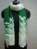 Green/White Shibori Silk Stole-Silk Stole-House of Taamara-House of Taamara