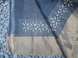 Grey Chanderi Silk Cotton Applique Work Saree-Silk Cotton Saree-House of Taamara-House of Taamara
