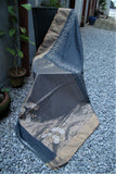 Grey Chanderi Silk Cotton Applique Work Saree-Silk Cotton Saree-House of Taamara-House of Taamara