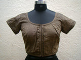 Grey Cotton Blouse Size-36-Blouse-House of Taamara-House of Taamara