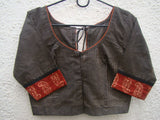 Grey/Black/Maroon Cotton Blouse Size-34-Blouse-House of Taamara-House of Taamara