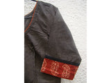 Grey/Black/Maroon Cotton Blouse Size-34-Blouse-House of Taamara-House of Taamara