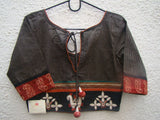 Grey/Black/Maroon Cotton Blouse Size-34-Blouse-House of Taamara-House of Taamara