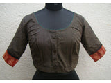 Grey/Black/Maroon Cotton Blouse Size-40-Blouse-House of Taamara-House of Taamara
