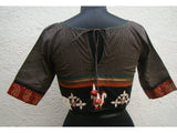Grey/Black/Maroon Cotton Blouse Size-40-Blouse-House of Taamara-House of Taamara