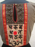 Grey/Black/Red Cotton Blouse Size-34-Blouse-House of Taamara-House of Taamara